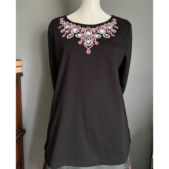 Bob Mackie : embroidered & embellished knit top - Picture 3 of 12